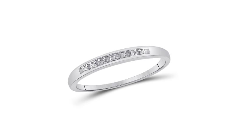 Sterling Silver Diamond Wedding Trio Ring Set – 1/20 Cttw