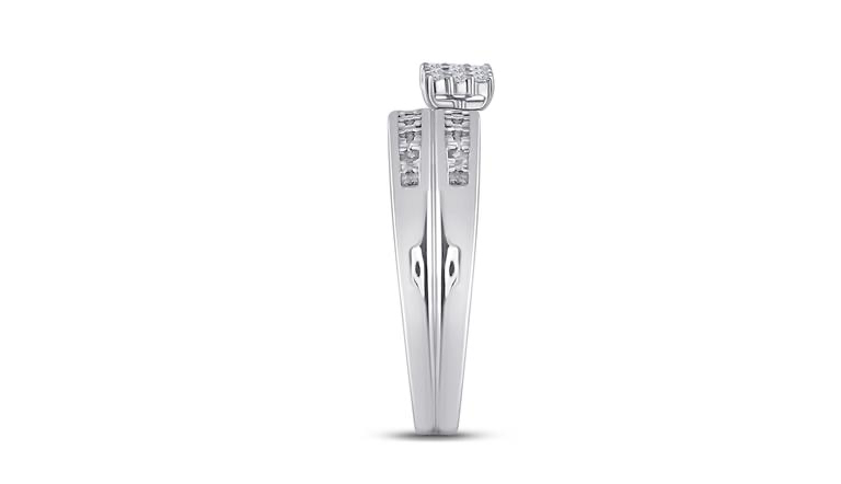 Sterling Silver Diamond Wedding Trio Ring Set – 1/20 Cttw
