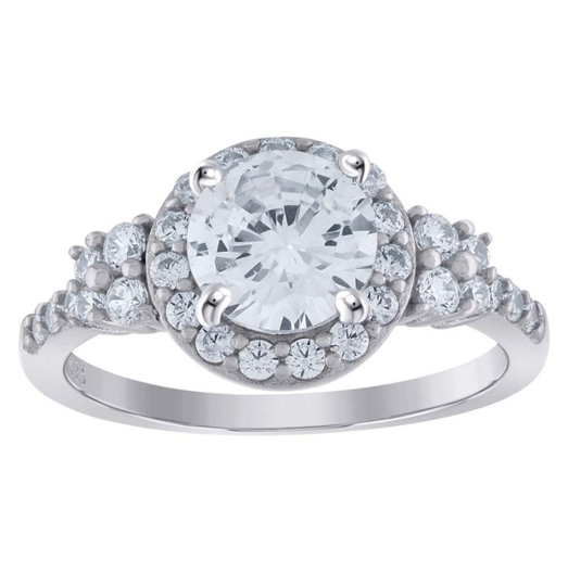 Sterling Silver Moissanite Engagement Ring