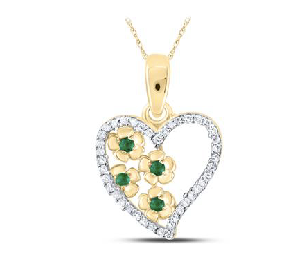 10K Diamond Flower Heart Charm