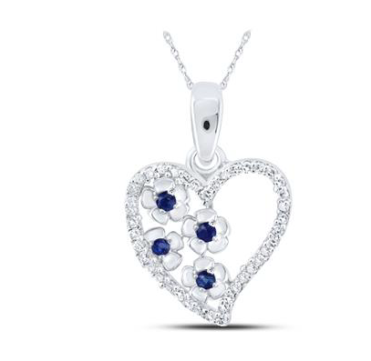 10K Diamond Flower Heart Charm