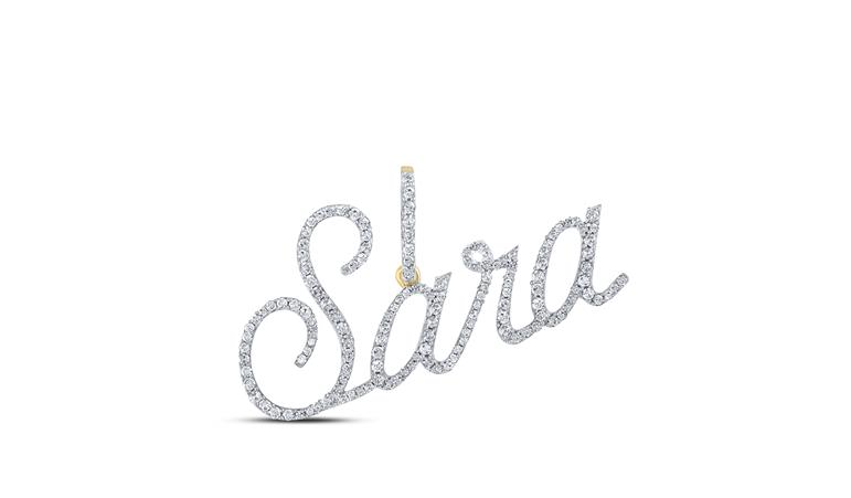 10K Sara 5/8 Cttw Diamond Name Charm