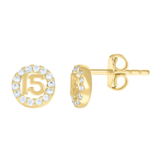 14K Yellow Gold 15 Anos Earrings