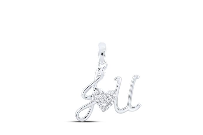 Sterling Silver I Love U Diamond Charm