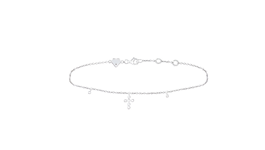 Sterling Silver Women's Round Diamonds Dangling Cross Bracelet