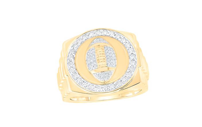 10K American Football Diamond Ring