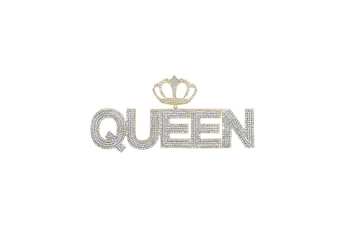 10K Yellow Gold Round Diamond Queen Pendant