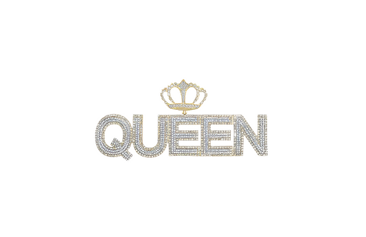 10K Yellow Gold Round Diamond Queen Pendant