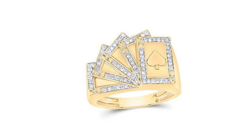 10k Mens Diamond Cards Ring