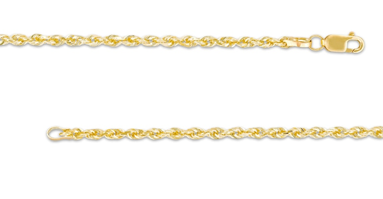 10K Hollow Rope Chain 2.5mm