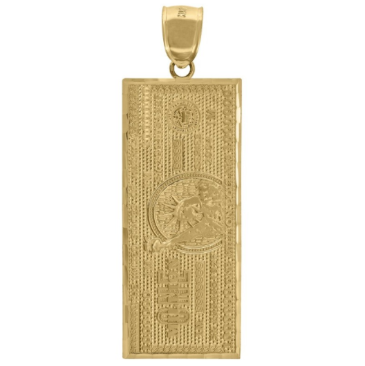 10k Yellow Gold Mens One Million Dollar Bill Charm
