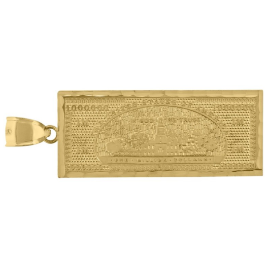 10k Yellow Gold Mens One Million Dollar Bill Charm