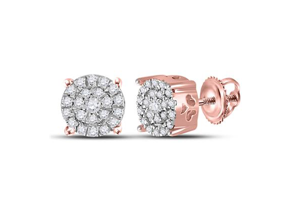 10k Rose Gold Round Diamonds Studs