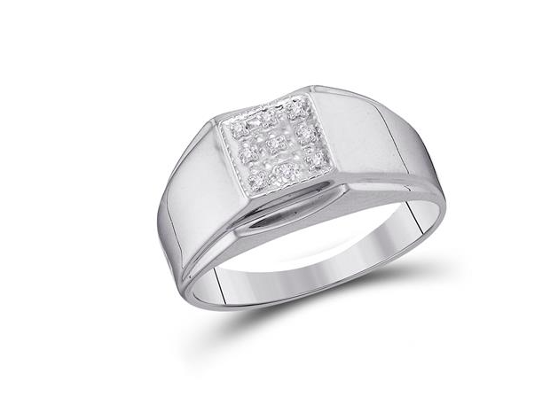 Sterling Silver Mens Square Cluster Ring