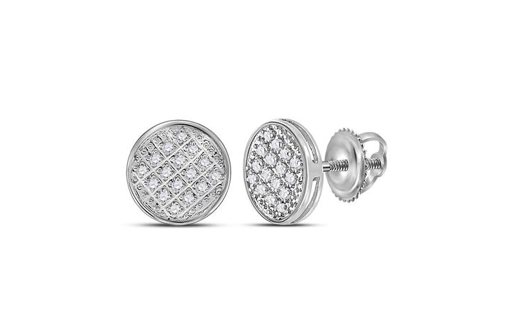 10K White Gold Round Diamonds Studs