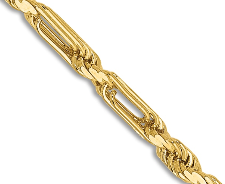 10K Yellow Gold Milano Rope Bullet 2.5mm Chain