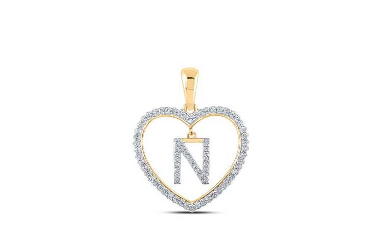 10K Heart “N” Diamond Initial Charm
