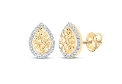 10K Nugget Diamond Teardrop Earrings
