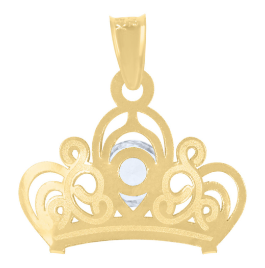 14Kt Yellow Gold Mens Pear White Sapphire Crown Fashion Charm