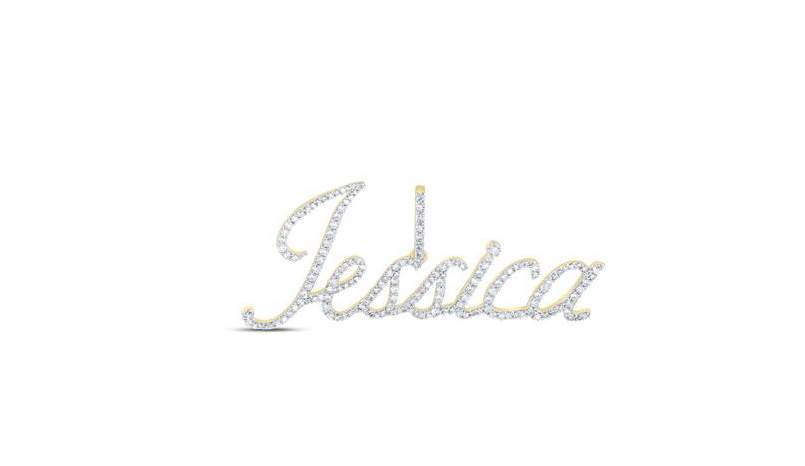 10k Jessica 3/4 Cttw Diamond Name Pendant