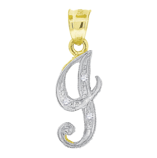 10k Two Tone "J" Initial Charm