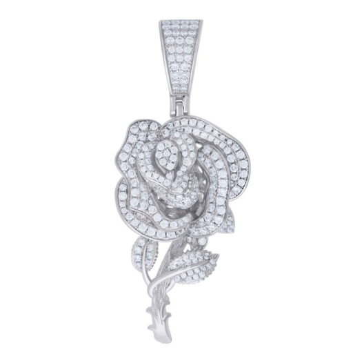 Sterling Silver Moissanite 2.32 Cttw Rose Charm