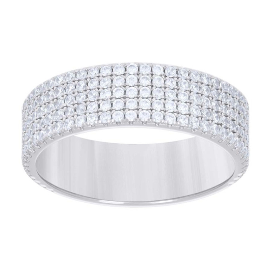 Sterling Silver 925 1.17 Cttw Moissanite Wedding Unisex 5 Row Band