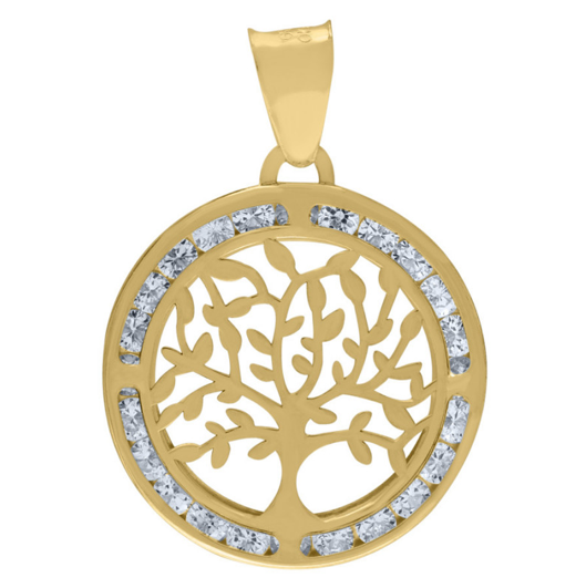 14kt Yellow Gold Unisex CZ Tree Of Life Charm