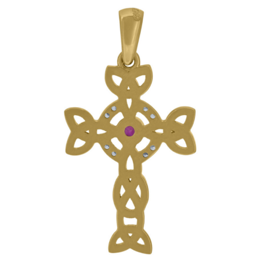14k Yellow Gold Two-tone Gold Unisex Garnet Cubic Zirconia Charm
