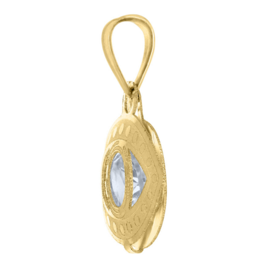 14k Yellow Gold Evil Eye Good Luck White Sapphire Charm