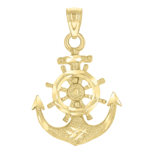 14k Yellow Gold Unisex Anchor Ocean Charm
