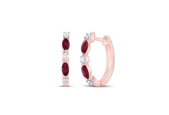 14k Marquise 3/8 Cttw Diamond Hoops