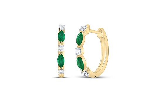 14k Marquise 3/8 Cttw Diamond Hoops