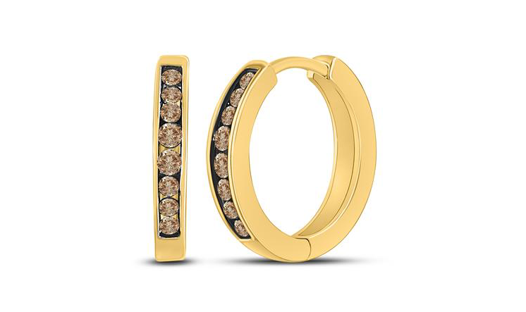 Brown Round 1/4 Cttw Diamonds Hoops
