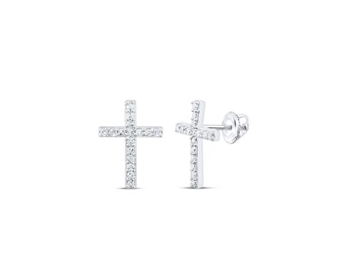 10k 1/8 Cttw Diamond Cross Earrings