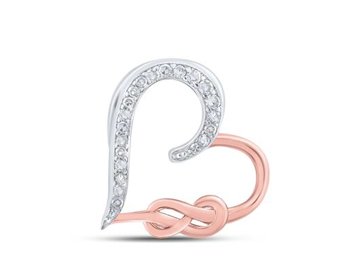 Sterling Silver Round Diamond Infinity Heart Pendant 1/20 Cttw