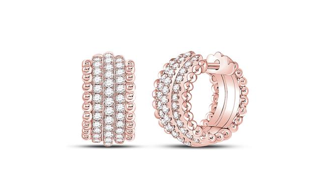 14k Round Diamond Huggie Earrings 3/4 Cttw