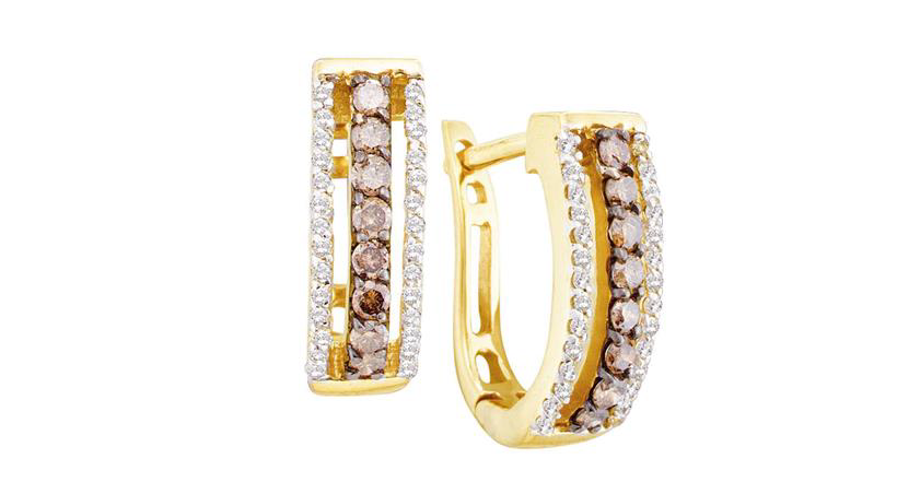 14k Yellow Gold Round Champagne 1/2 Cttw Diamond