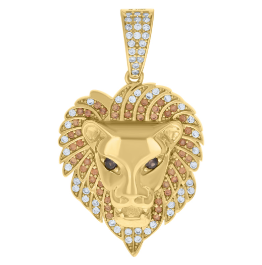 10k Yellow Gold Lion Face Charm