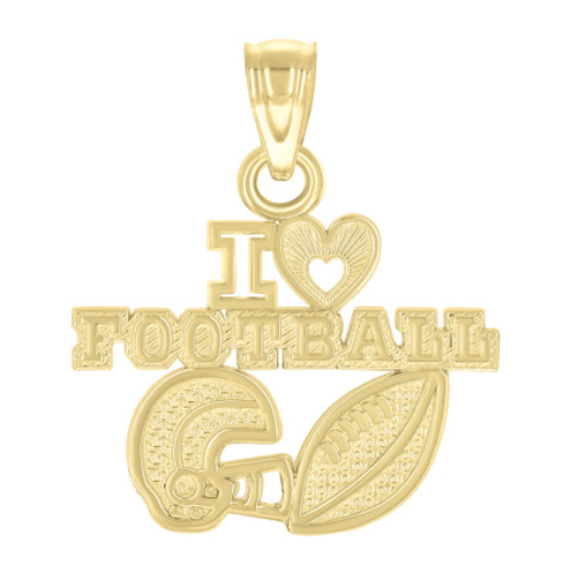 10k Yellow Gold I love Football Charm