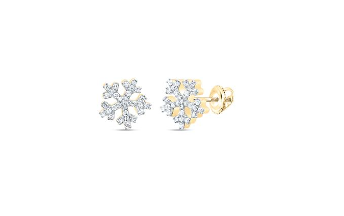 10k Snowflake Round Diamonds 1/4 Cttw Earrings