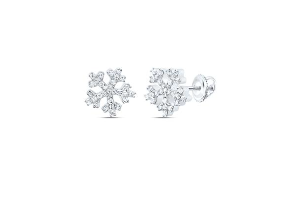 10k Snowflake Round Diamonds 1/4 Cttw Earrings