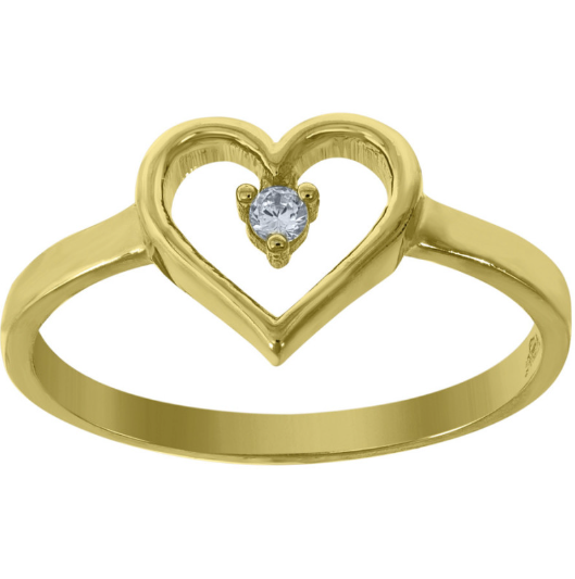 14k Yellow Gold White Sapphire Promise Ring