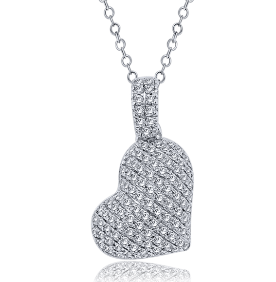 10k White Gold Round 1/5 Cttw Diamond Heart Charm