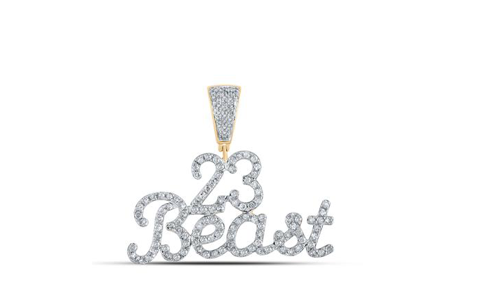 10k Yellow Gold Be Beast Round 1 Cttw Diamonds Pendant