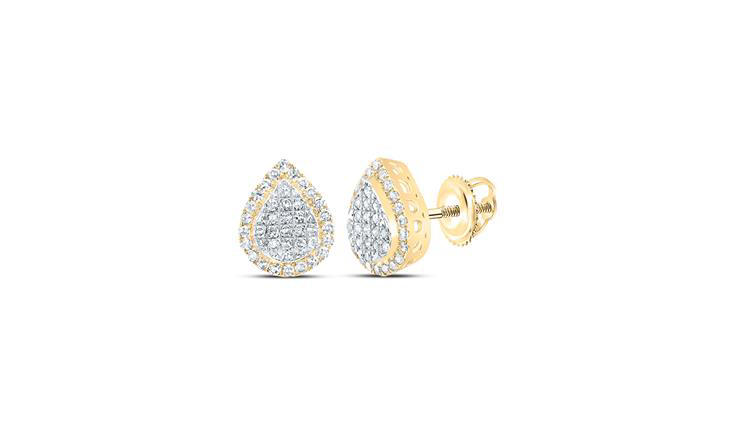 10k Yellow Gold Pear Diamond Earrings