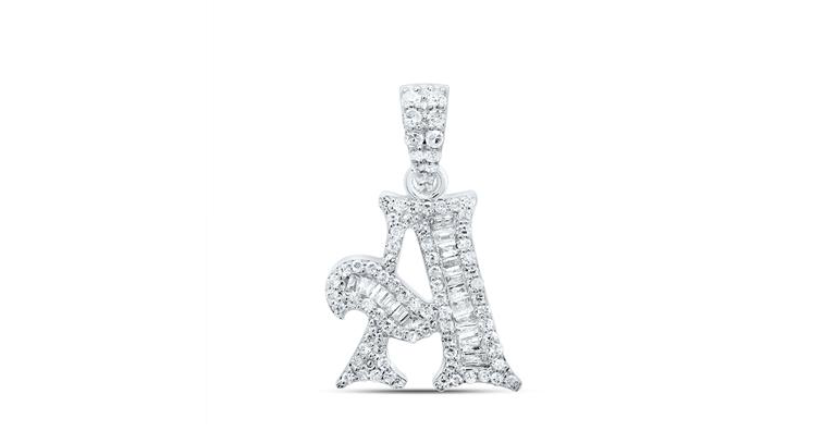 10k 1/3 Cttw Baguette Diamond Initial "A" Charm
