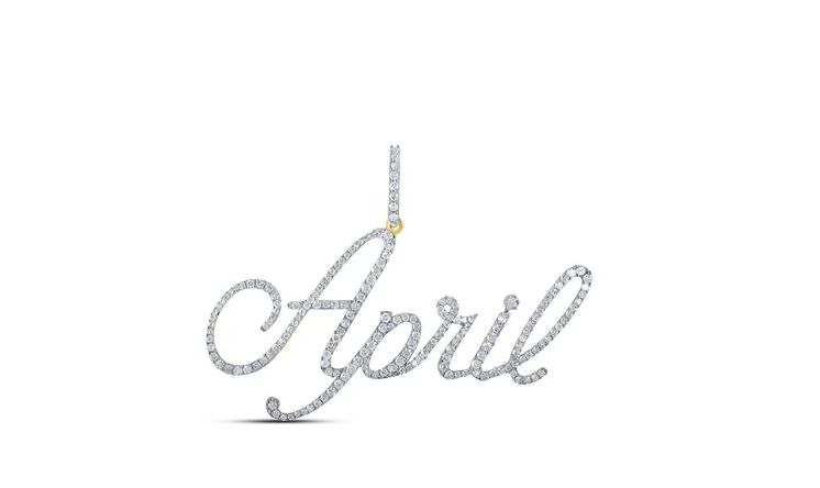 10k Yellow Gold April 7/8 Cttw Diamond Name Pendant