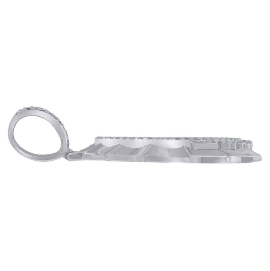 Sterling Silver Mens Cubic-Zirconia Picture Frame Dripping Charm Pendant