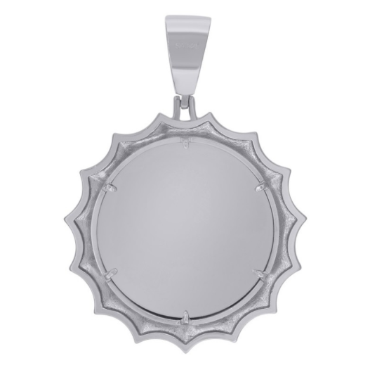 Sterling Silver Mens Cubic-Zirconia Picture Frame Dripping Charm Pendant